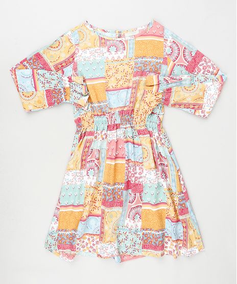 Vestido-Infantil-Patchwork-Manga-Longa-Multicor-9906182-Multicor_1