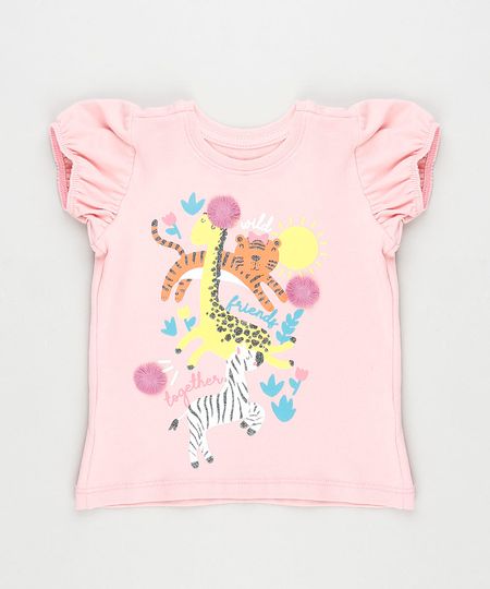 Blusa-Infantil-Animais-com-Glitter-Manga-Curta-Rosa-Claro-9887644-Rosa_Claro_1