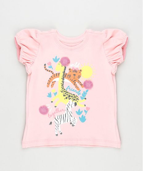 Blusa-Infantil-Animais-com-Glitter-Manga-Curta-Rosa-Claro-9887644-Rosa_Claro_1