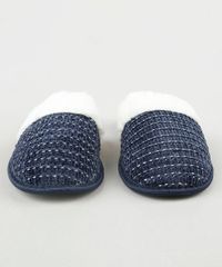 Pantufa-Slipper-Feminina-em-Trico-com-Pelo-Azul-Marinho-9860461-Azul_Marinho_5