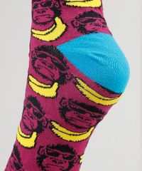 Meia-Masculina-Cano-Alto-Divertida-Estampada-de-Macacos-Roxa-9900917-Roxo_3
