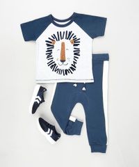 Camiseta-Infantil-Raglan-com-Estampa-Interativa-de-Leao-Manga-Curta-Branca-9879822-Branco_3