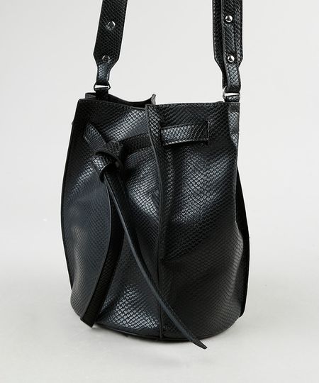Bolsa-Feminina-Bucket-Media-Transversal-Texturizada-Cobra-Preta-9864014-Preto_1