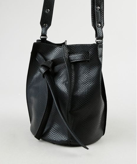 Bolsa-Feminina-Bucket-Media-Transversal-Texturizada-Cobra-Preta-9864014-Preto_1