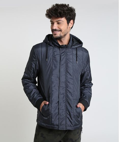 jaqueta puffer com capuz masculina