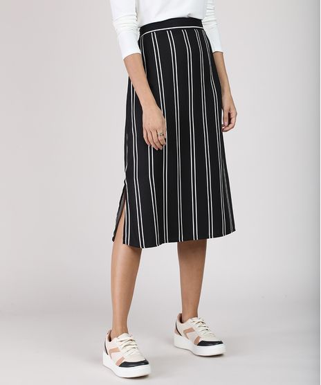 Saia-Feminina-Midi-Listrada-com-Fenda-Preta-9939629-Preto_1