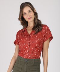 Camisa-Feminina-Estampada-de-Estrelas-Manga-Curta--Vermelha-9942023-Vermelho_1