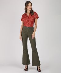 Camisa-Feminina-Estampada-de-Estrelas-Manga-Curta--Vermelha-9942023-Vermelho_3