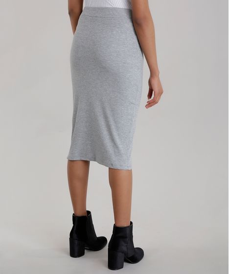 saia midi canelada cinza
