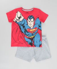 Conjunto-Super-Homem-de-Camiseta-Vermelha---Bermuda-em-Moletom-Vermelha-8664337-Vermelho_1
