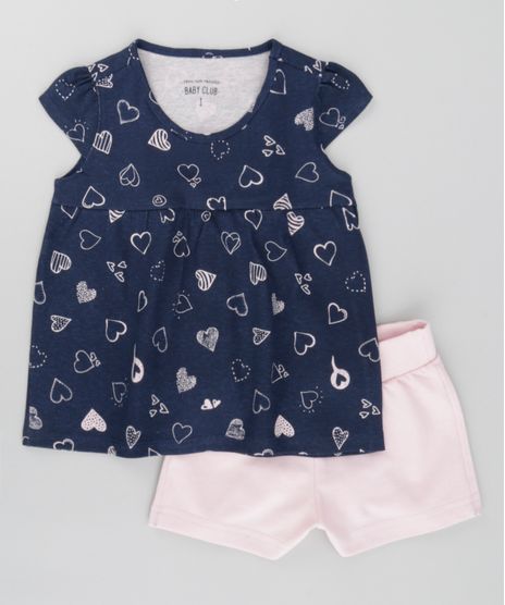 Conjunto-de-Blusa-Estampada-de-Coracoes-Azul-Marinho---Short-em-Moletom-Rosa-Claro-8503738-Rosa_Claro_1