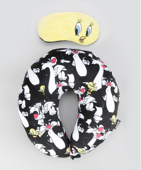 Kit-de-Apoio-de-Cabeca---Tapa-Olho-Estampado-Looney-Tunes-Branco-8654854-Branco_1