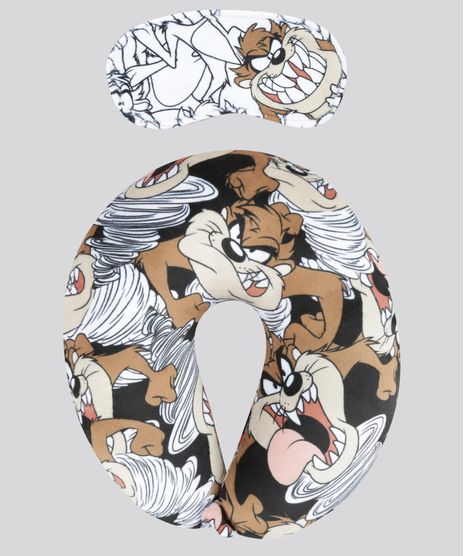 Kit-de-Apoio-de-Cabeca---Tapa-Olho-Estampado-Looney-Tunes-Marrom-8654854-Marrom_1
