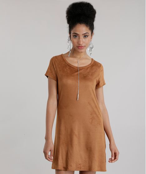 vestido suede caramelo