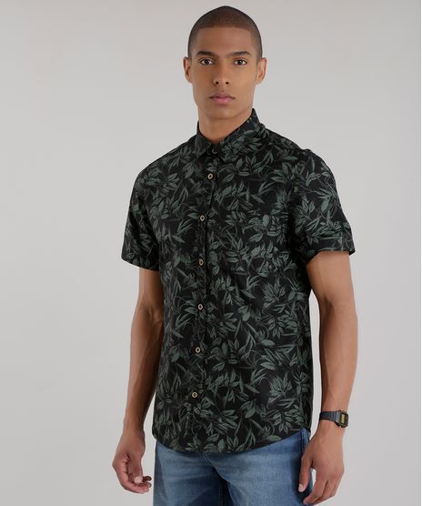 Camisa-Estampada-de-Folhagem-Preta-8394874-Preto_1