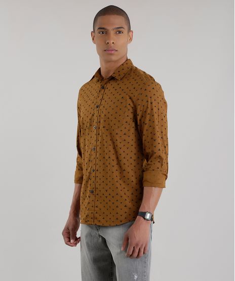 Camisa-Estampada-de-Geometrica-em-Algodao---Sustentavel-Caramelo-8448765-Caramelo_1