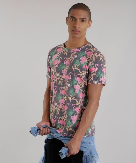 Camiseta-Estampada-de-Flamingos-Chumbo-8683198-Chumbo_1