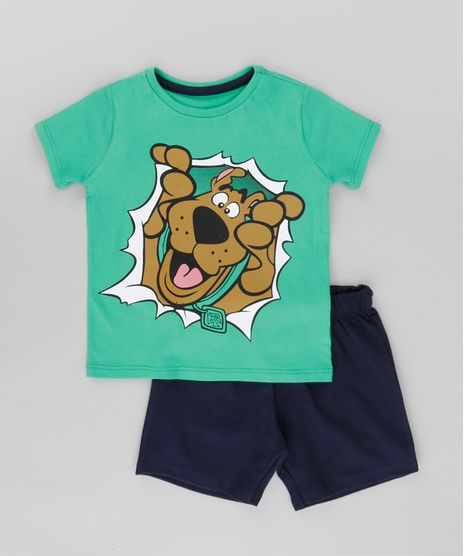 Conjunto-Scooby-Doo-de-Camiseta-Verde---Bermuda-em-Moletom-Azul-Marinho-8664343-Azul_Marinho_1