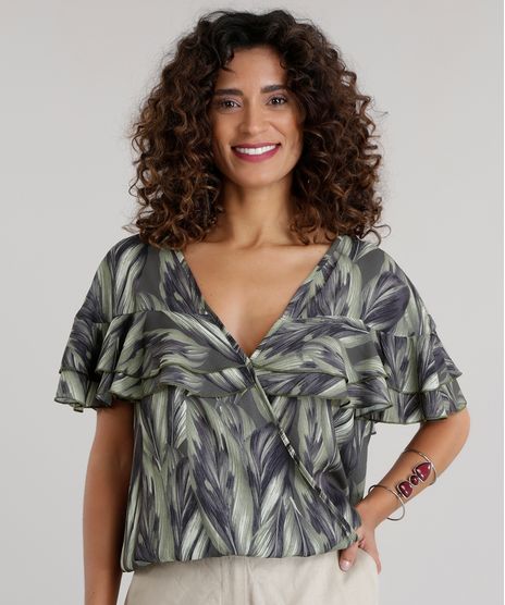 Blusa-Estampada--de-Folhas-Verde-Escuro-8669460-Verde_Escuro_1
