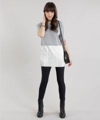 Blusa-Longa-com-Recorte-Plissado-Metalizado-Cinza-Mescla-8690701-Cinza_Mescla_3