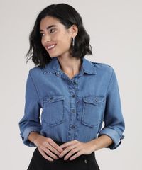 Camisa-Jeans-Feminina-Longa-com-Bolsos-e-Martingale-Manga-Longa-Azul-Medio-9944909-Azul_Medio_1