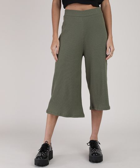 Calca-Feminina-Pantacourt-Cintura-Super-Alta-Canelada-Verde-Militar-9929658-Verde_Militar_1