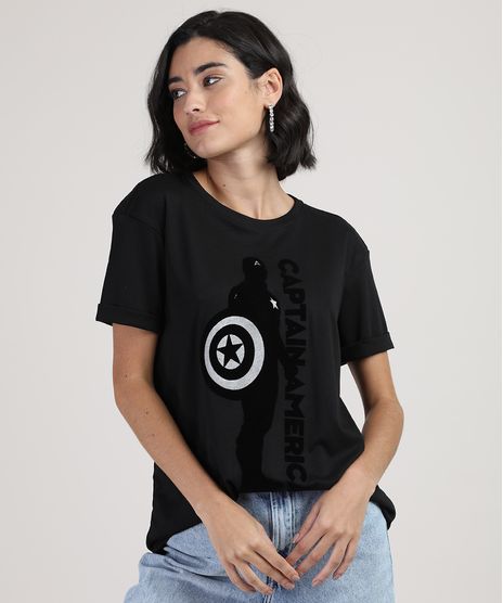 Blusa-Feminina-Ampla-Capitao-America-Manga-Curta-Decote-Redondo-Preta-9892098-Preto_1