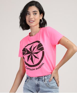 Blusa-Feminina-Capita-Marvel-Manga-Curta-Decote-Redondo-Rosa-9948270-Rosa_1