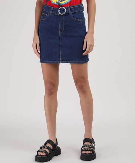 Saia-Jeans-Feminina-Curta-com-Cinto-Azul-Escuro-9933126-Azul_Escuro_1