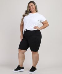 Bermuda-de-Sarja-Feminina-Plus-Size-Ciclista-Cintura-Alta-Estampada-de-Poa-Preta-9930404-Preto_3
