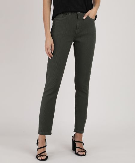 Calca-Feminina-Skinny-Cintura-Alta-Canelada-Verde-Militar-9948179-Verde_Militar_1 Calca-Feminina-Skinny-Cintura-Alta-Canelada-Verde-Militar-9948179-Verde_Militar_1