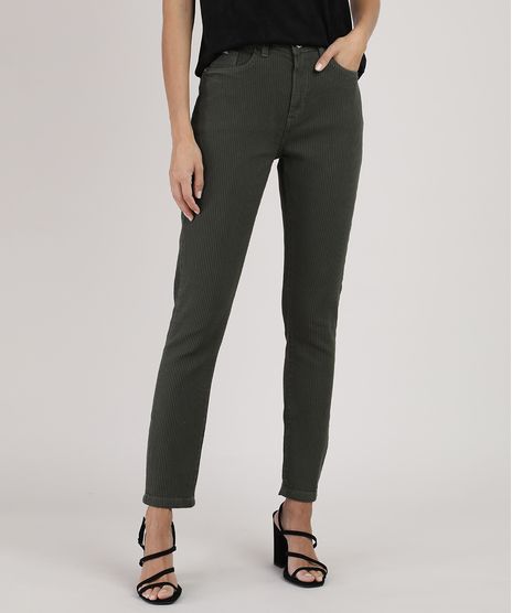 Calca-Feminina-Skinny-Cintura-Alta-Canelada-Verde-Militar-9948179-Verde_Militar_1