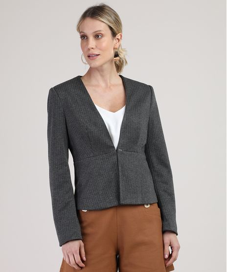 Blazer-Feminino-Estampado-Chevron-com-Aviamento-Cinza-Mescla-Escuro-9826139-Cinza_Mescla_Escuro_1