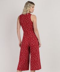 Macacao-Feminino-Pantacourt-Estampado-Floral-com-Transpasse-Sem-Manga-Vermelho-9862631-Vermelho_2