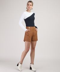 Short-Feminino-Cintura-Alta-com-Bolsos-e-Botoes-Marrom-9938605-Marrom_3