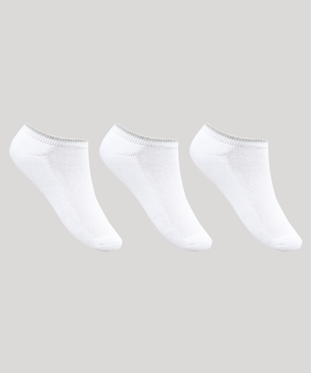 Kit de 3 Meias Femininas Soquete Atoalhadas Branco