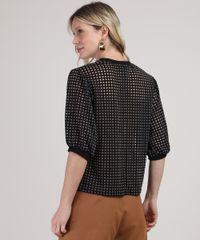 Blusa-Feminina-Ampla-Devore-Quadriculada-Manga-Bufante-Decote-Redondo-Preta-9885386-Preto_2