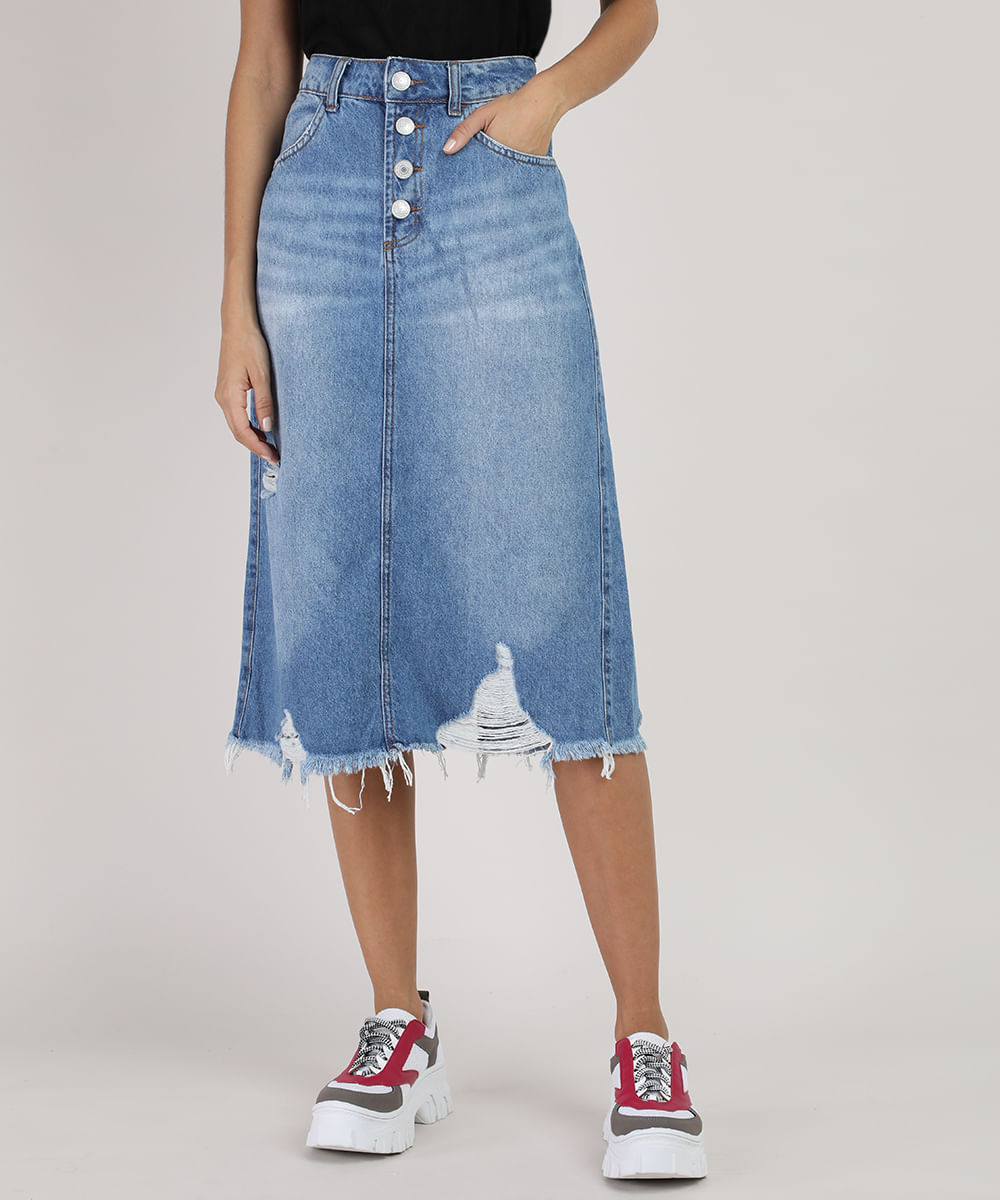 saia jeans feminina