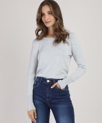 Sueter-Feminino-em-Trico-Decote-Redondo-Cinza-Mescla-Claro-9818305-Cinza_Mescla_Claro_1
