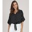 Camisa-Feminina-Estampada-de-Poa-Manga-3-4-com-No-Preta-9875318-Preto_1