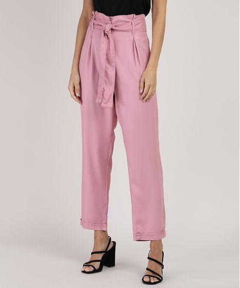 calça rosa claro feminina