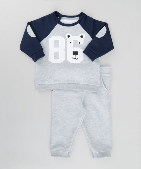 Conjunto-de-Blusao--Urso----Calca-em-Moletom-Cinza-Mescla-Claro-8656785-Cinza_Mescla_Claro_1