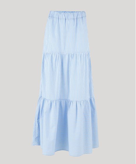 Saia-Feminina-Mindset-Longa-Estampada-Xadrez-Vichy-com-Recortes-Azul-Claro-9947924-Azul_Claro_1
