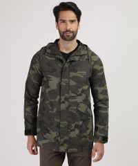 Parka-Masculina-Estampada-Camuflada-com-Bolsos-e-Capuz-Verde-Militar-9807950-Verde_Militar_1