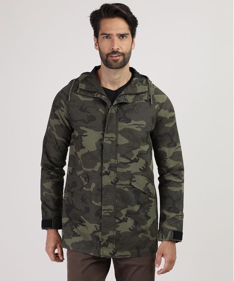 Parka-Masculina-Estampada-Camuflada-com-Bolsos-e-Capuz-Verde-Militar-9807950-Verde_Militar_1