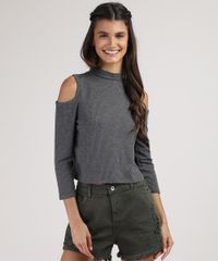 Blusa-Infantil-Cropped-com-Vazado-Manga-Longa-Cinza-Mescla-Escuro-9905540-Cinza_Mescla_Escuro_1