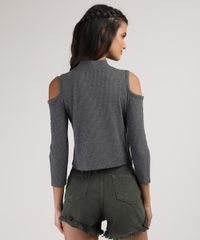 Blusa-Infantil-Cropped-com-Vazado-Manga-Longa-Cinza-Mescla-Escuro-9905540-Cinza_Mescla_Escuro_2