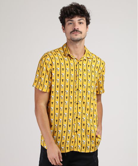 Camisa-Masculina-Tradicional-Snoopy-Manga-Curta-Mostarda-9922073-Mostarda_1