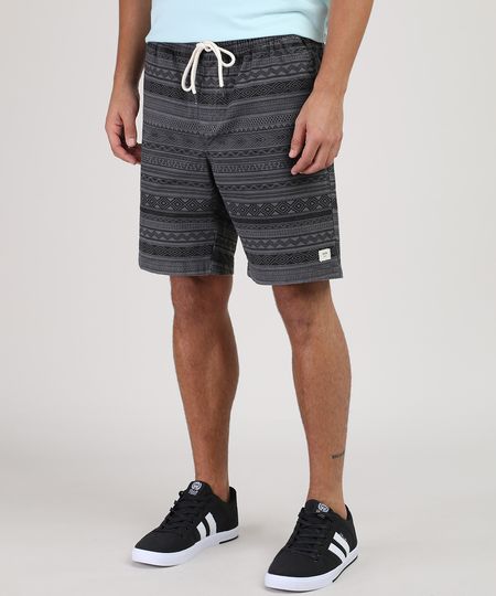Bermuda-de-Sarja-Masculina-Relaxed-Estampada-Etnica-com-Cordao-Chumbo-9867157-Chumbo_1