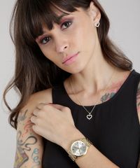 Kit-de-Relogio-Analogico-Lince-Feminino---Colar---Brinco---K174C2KX-Dourado-8633052-Dourado_2